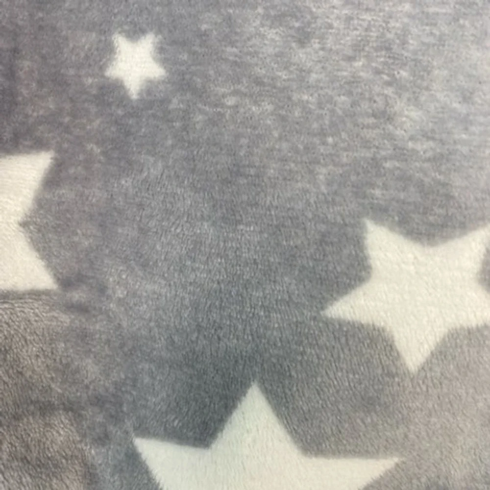 Justice Girls Grey White Star Fleece‎ Pajama Top Sleep Shirt Size S 7/8